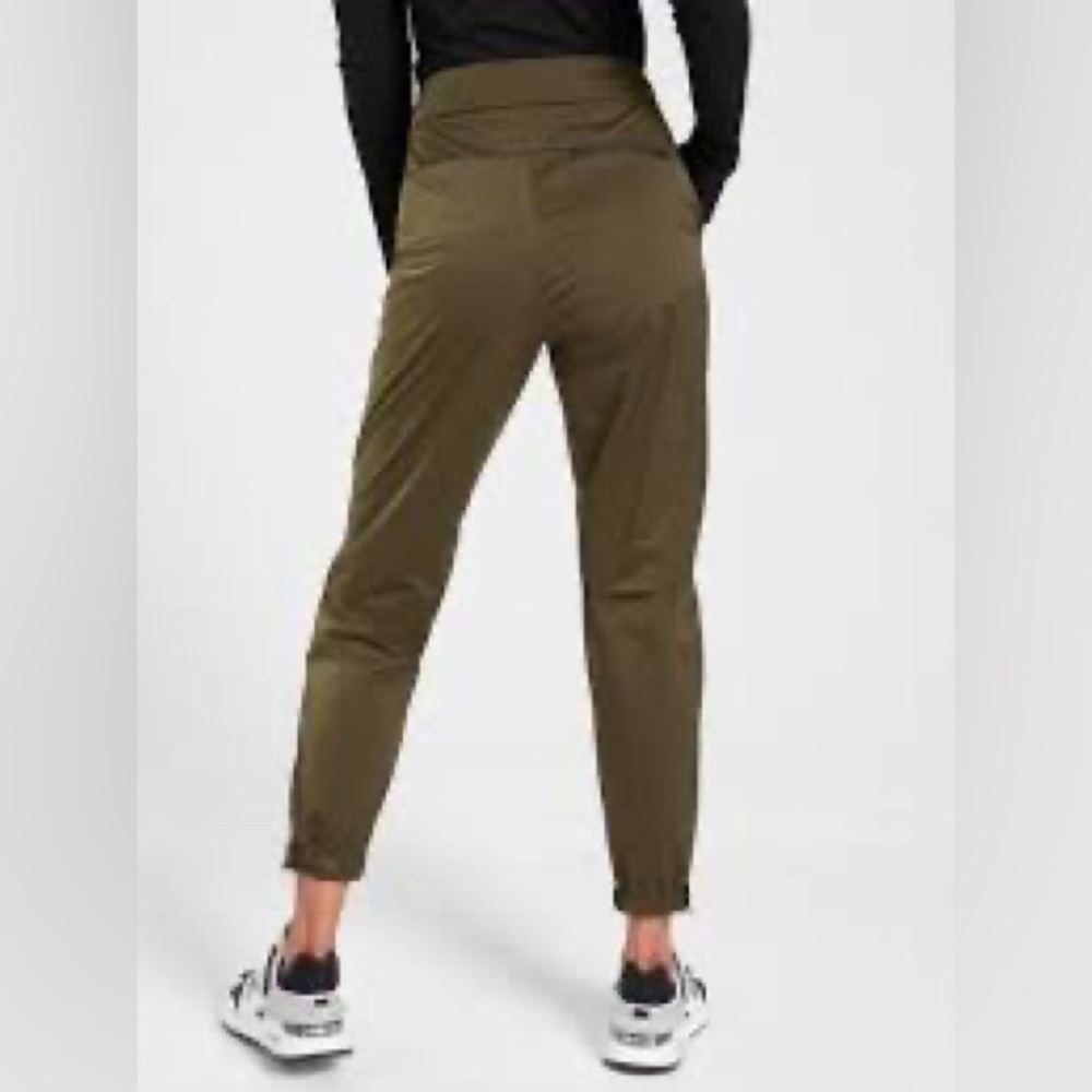 Athleta Radiant Jogger Womens 8 Pants Green Pockets Shiny Elastic Ankle